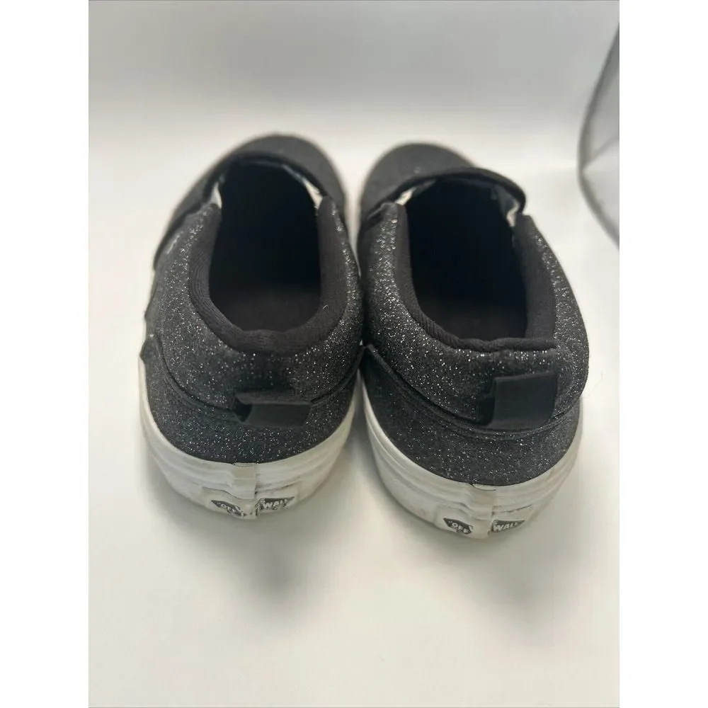 Vans Off The Wall Glitter Girl's Size 5 Slip On Shoes Black